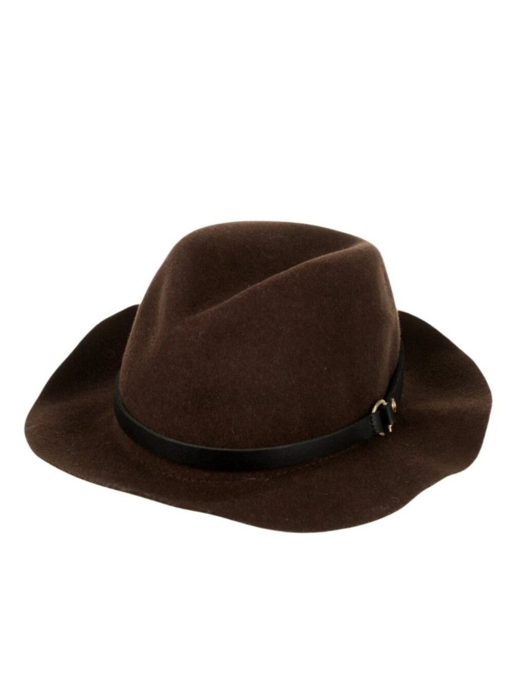 rag & bone Dark Brown Wool Fedora with Black Leather Band